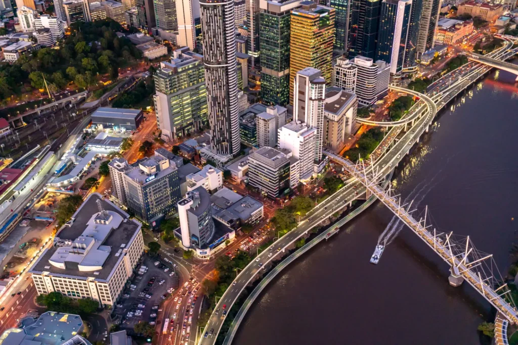 Brisbane CBD, 193 North Quay - Heli Dusk - Web - 5